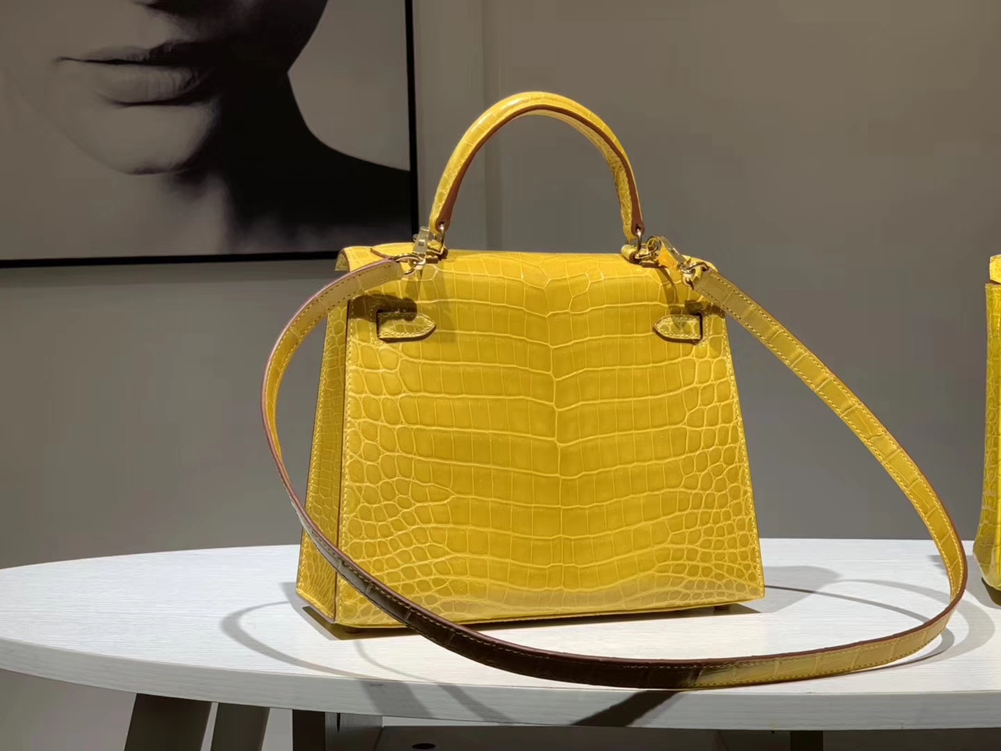 HERMES Kelly 25cm 鳄鱼皮 9D 琥珀黄 现货