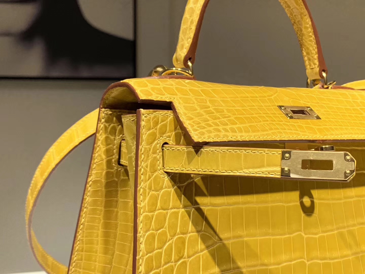 HERMES Kelly 25cm 鳄鱼皮 9D 琥珀黄 现货