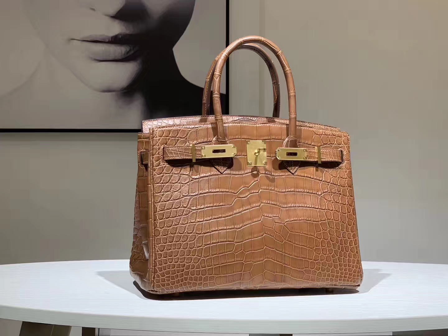 HERMES birkin 30cm 鳄鱼皮 焦糖色 现货