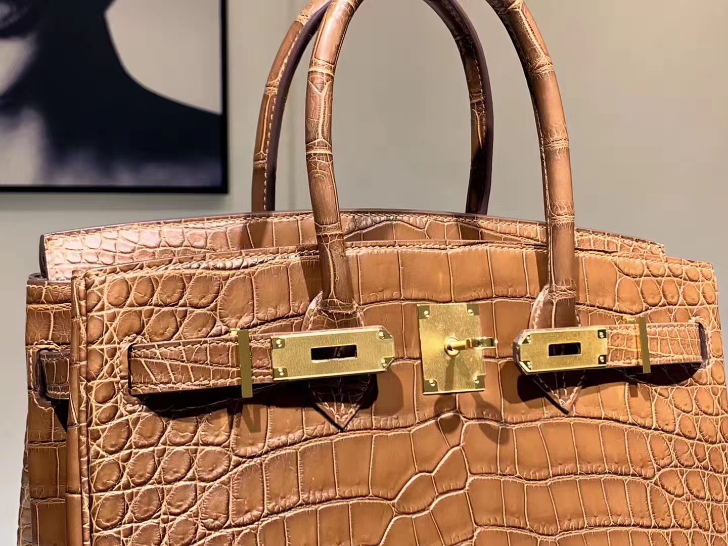 HERMES birkin 30cm 鳄鱼皮 焦糖色 现货