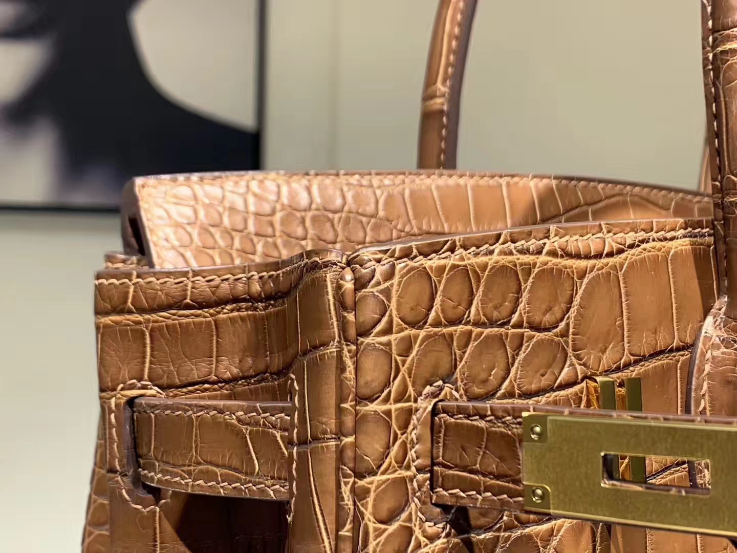 HERMES birkin 30cm 鳄鱼皮 焦糖色 现货
