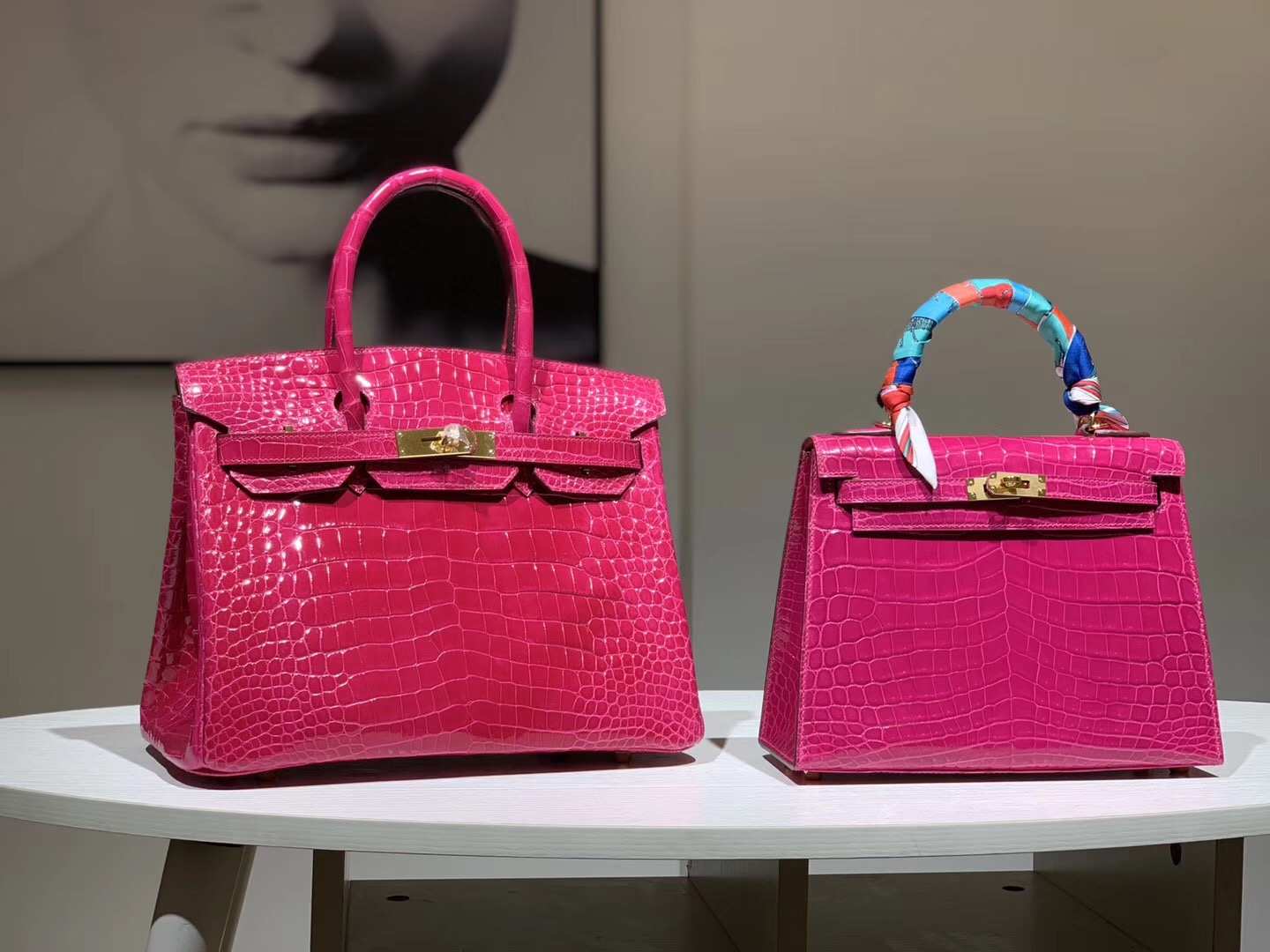 HERMES birkin 30cm 鳄鱼皮 玫红 现货