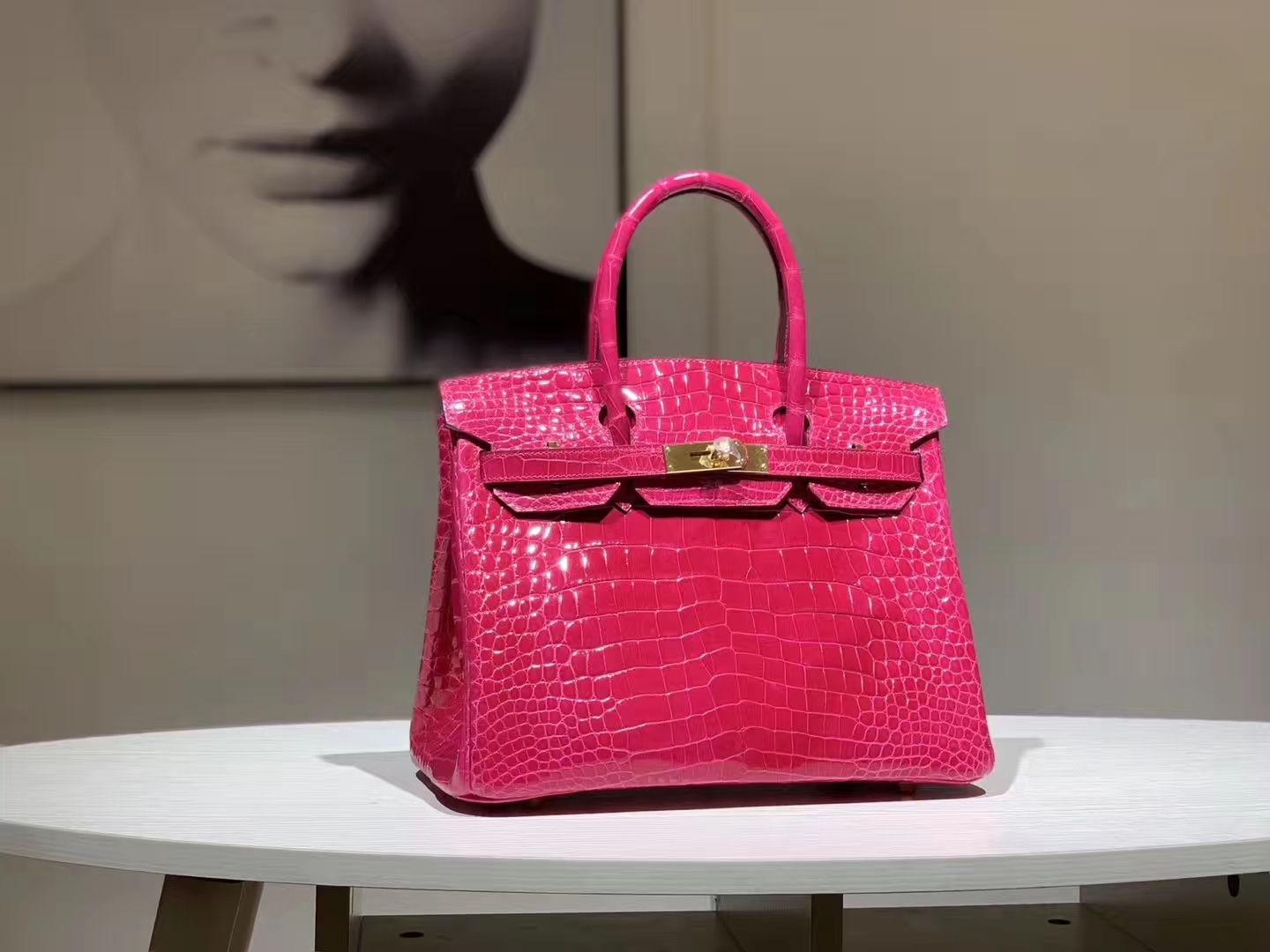 HERMES birkin 30cm 鳄鱼皮 玫红 现货