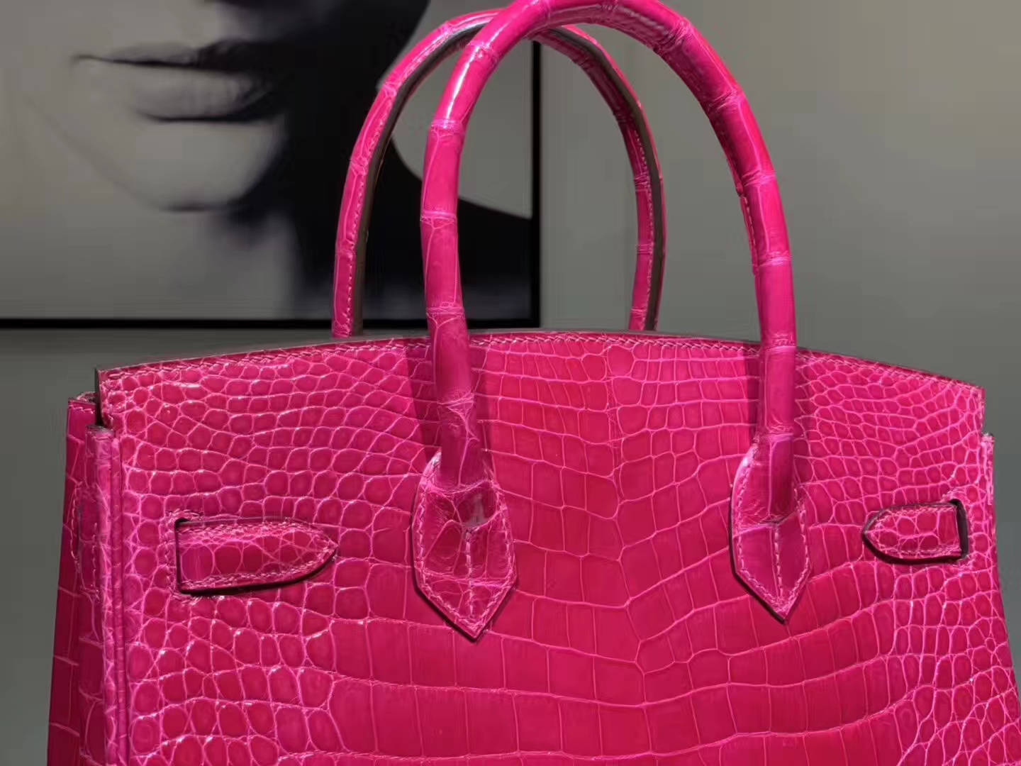 HERMES birkin 30cm 鳄鱼皮 玫红 现货