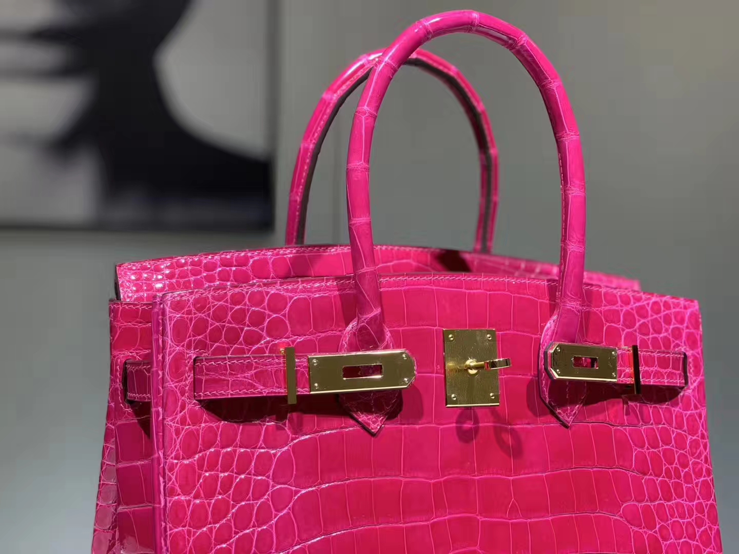 HERMES birkin 30cm 鳄鱼皮 玫红 现货
