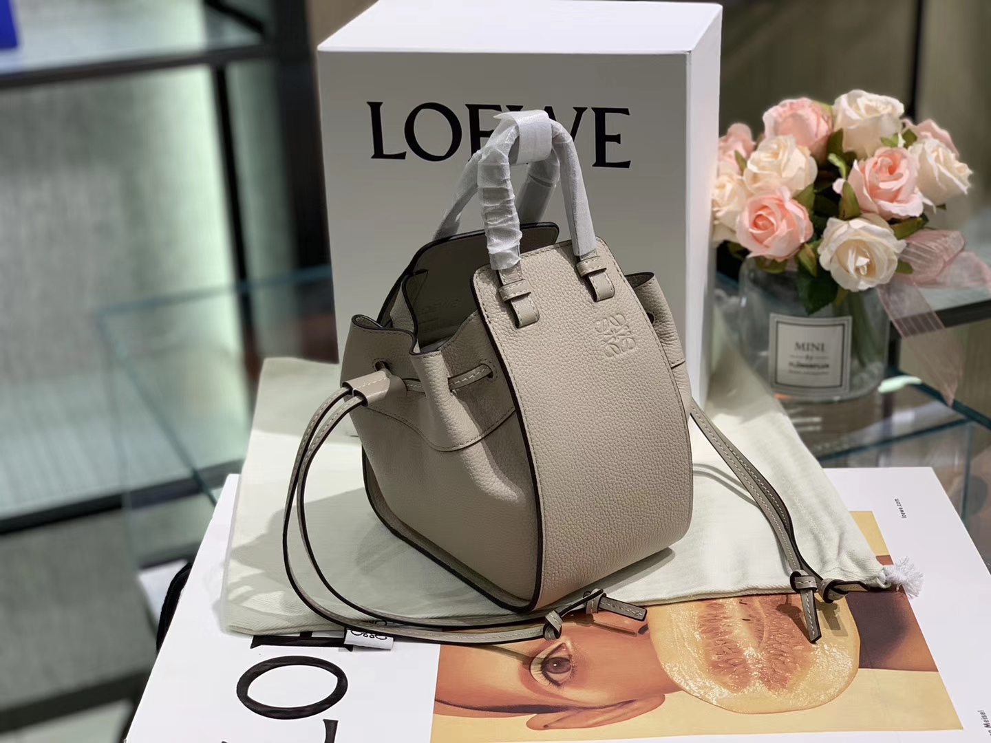 Loewe 迷你hammock 吊床包 手提包 大象灰