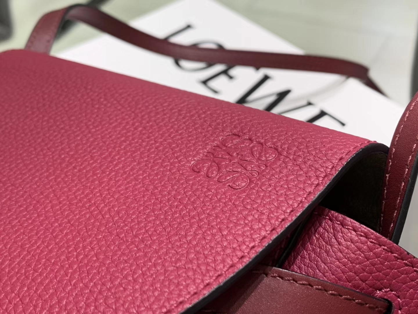 Loewe Gate系列 2019新色 斜挎小包 Mini号 酒红色