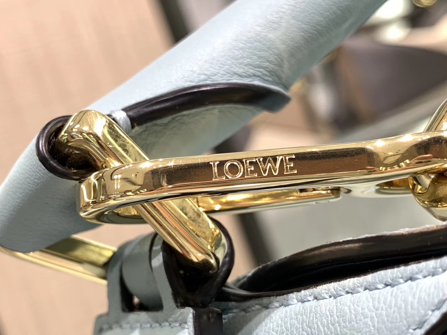 Loewe puzzle系列复古牛皮 几何图案拼色 中号