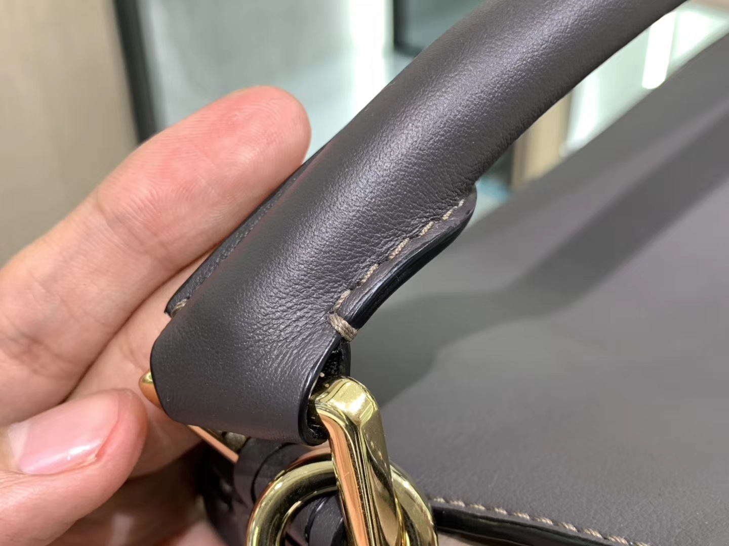 Loewe puzzle系列复古牛皮 几何图案拼色 中号