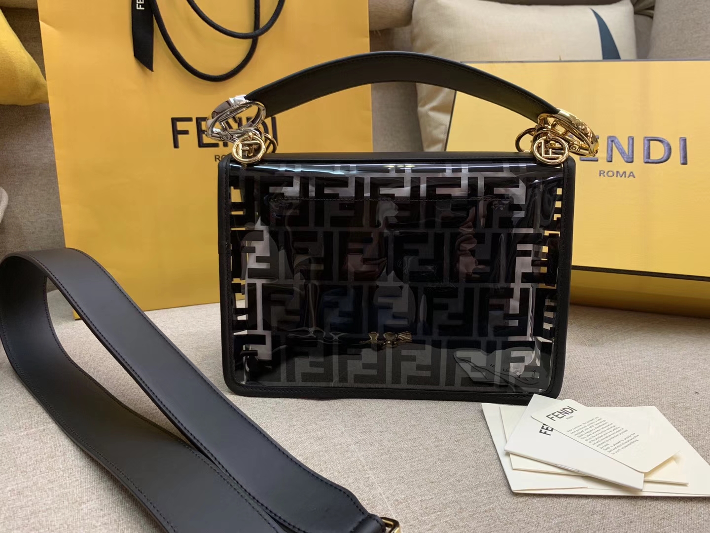 KANI F 系列翻盖手袋  F 新款标志 全透明的TPU 25cm