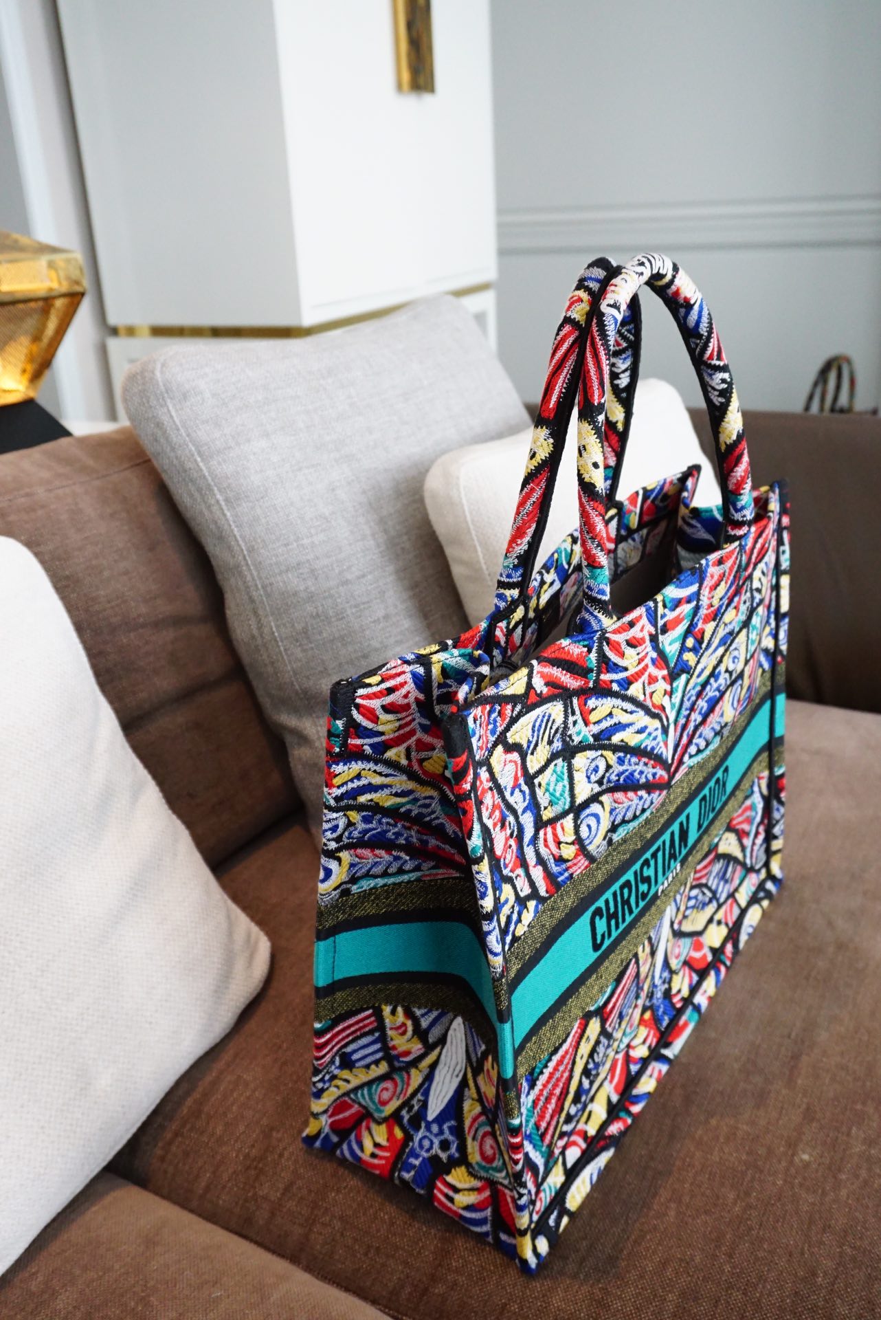 全新Dior布纹购物袋 花蝴蝶图案 细节实拍