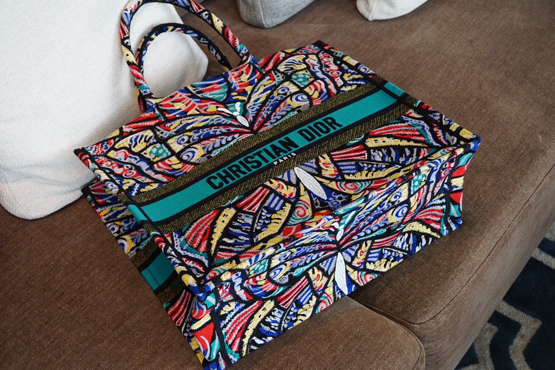 全新Dior布纹购物袋 花蝴蝶图案 细节实拍
