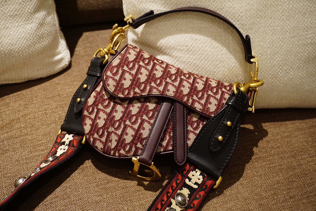 Dior 迪奥 马鞍包 老花布纹 大小号现货 肩带另购