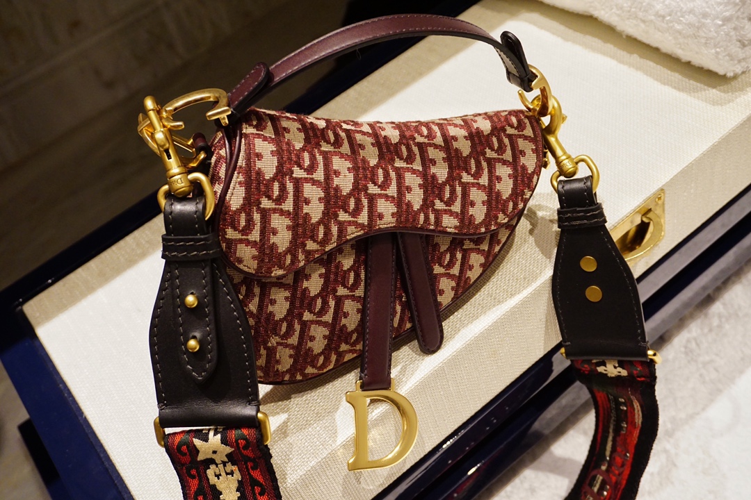Dior 迪奥 马鞍包 老花布纹 大小号现货 肩带另购