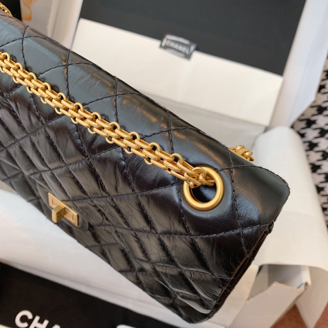Chanel 香奈儿 复刻2.55 渠道代购版本 28cm 原厂皮 黑色 磨砂金扣