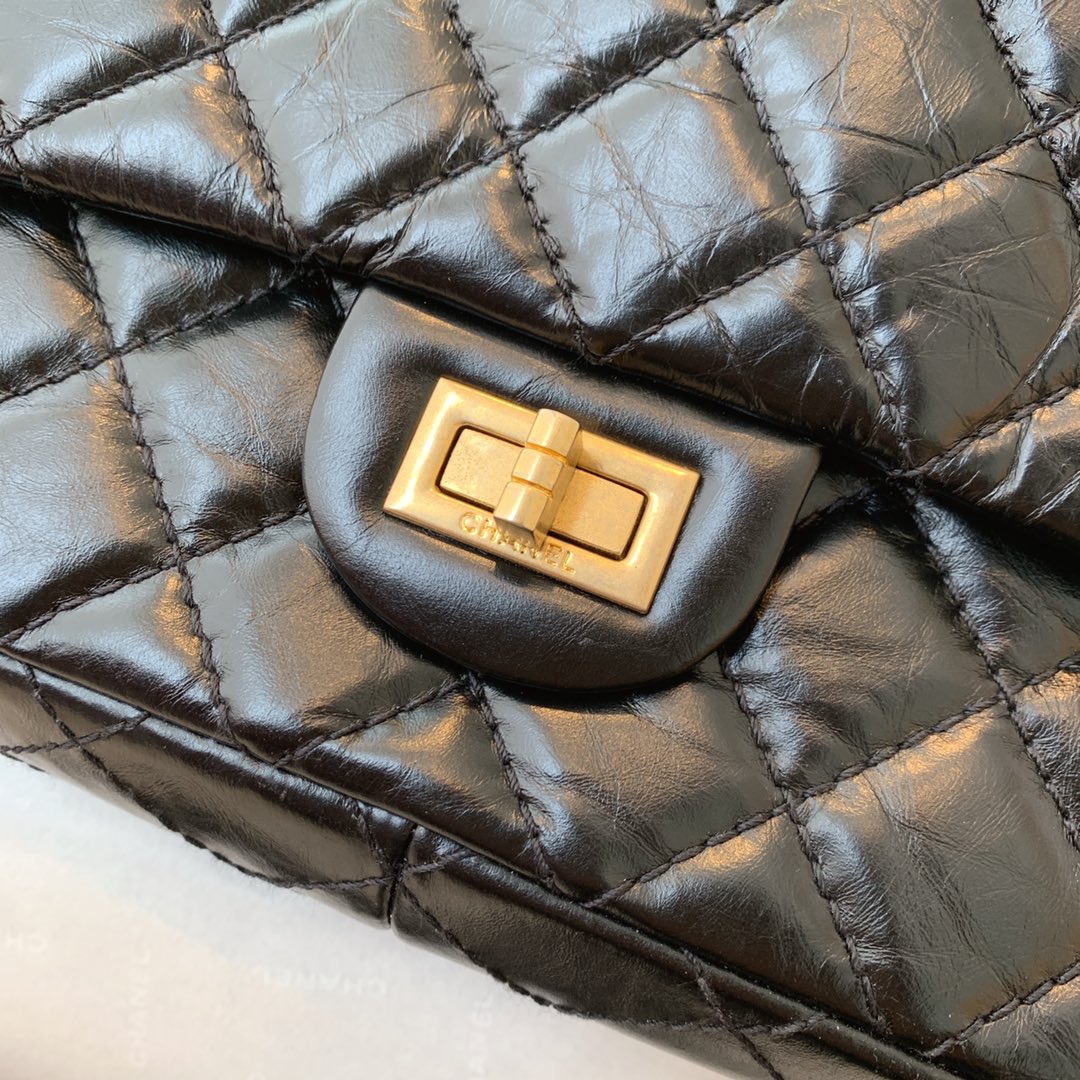 Chanel 香奈儿 复刻2.55 渠道代购版本 28cm 原厂皮 黑色 磨砂金扣