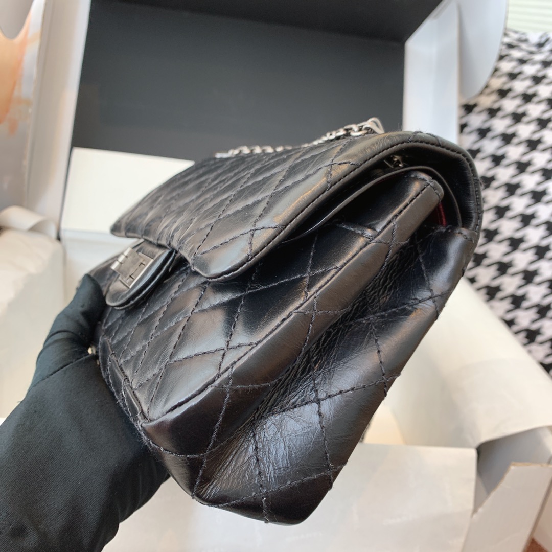 Chanel 香奈儿 复刻2.55 渠道代购版本 25cm 原厂皮 黑色 古银扣