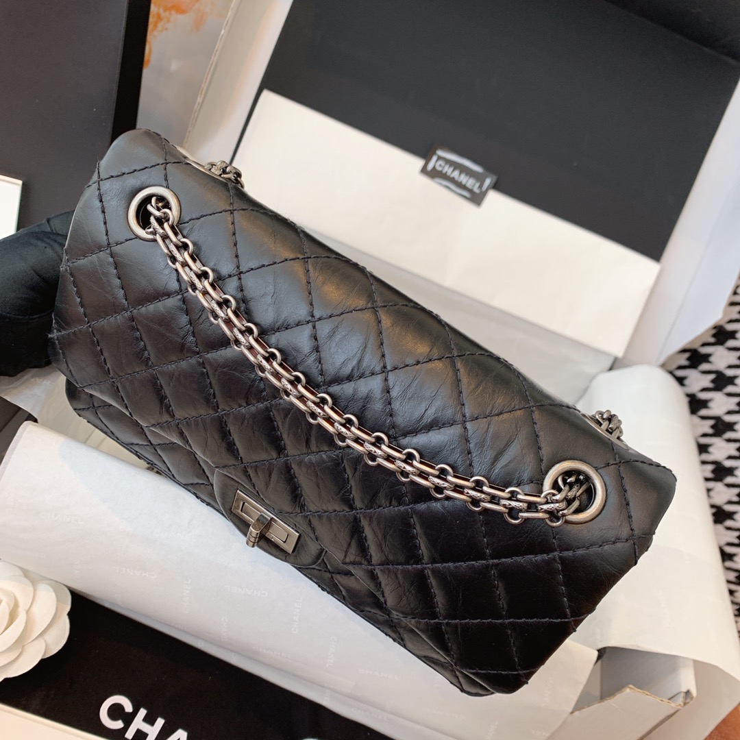 Chanel 香奈儿 复刻2.55 渠道代购版本 25cm 原厂皮 黑色 古银扣