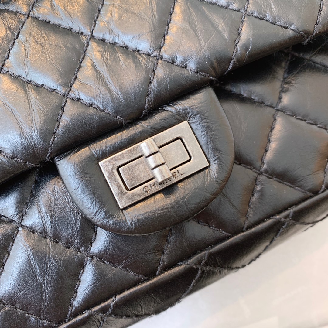 Chanel 香奈儿 复刻2.55 渠道代购版本 25cm 原厂皮 黑色 古银扣