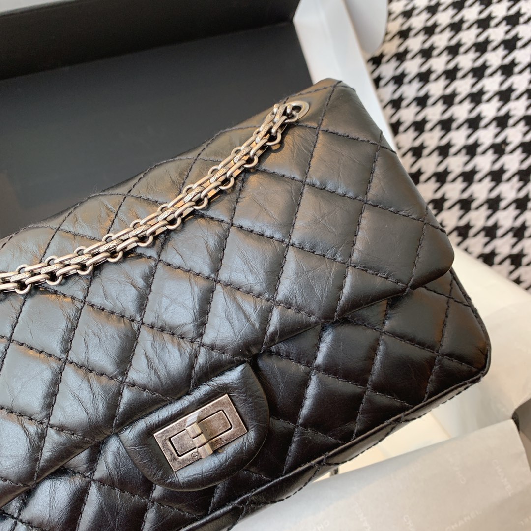 Chanel 香奈儿 复刻2.55 渠道代购版本 25cm 原厂皮 黑色 古银扣