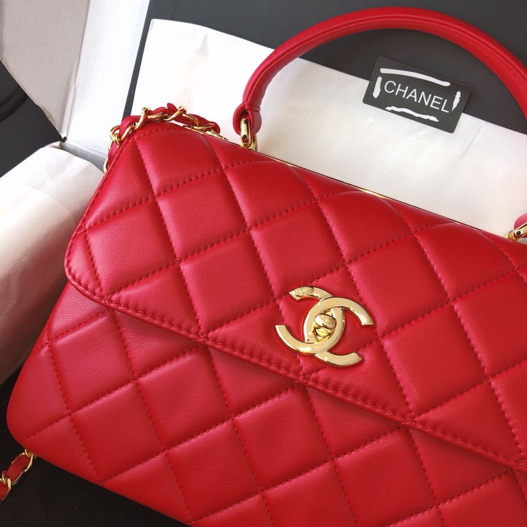 Chanel 香奈儿 Trendy CC 原厂进口小羊皮 大红色 25cm