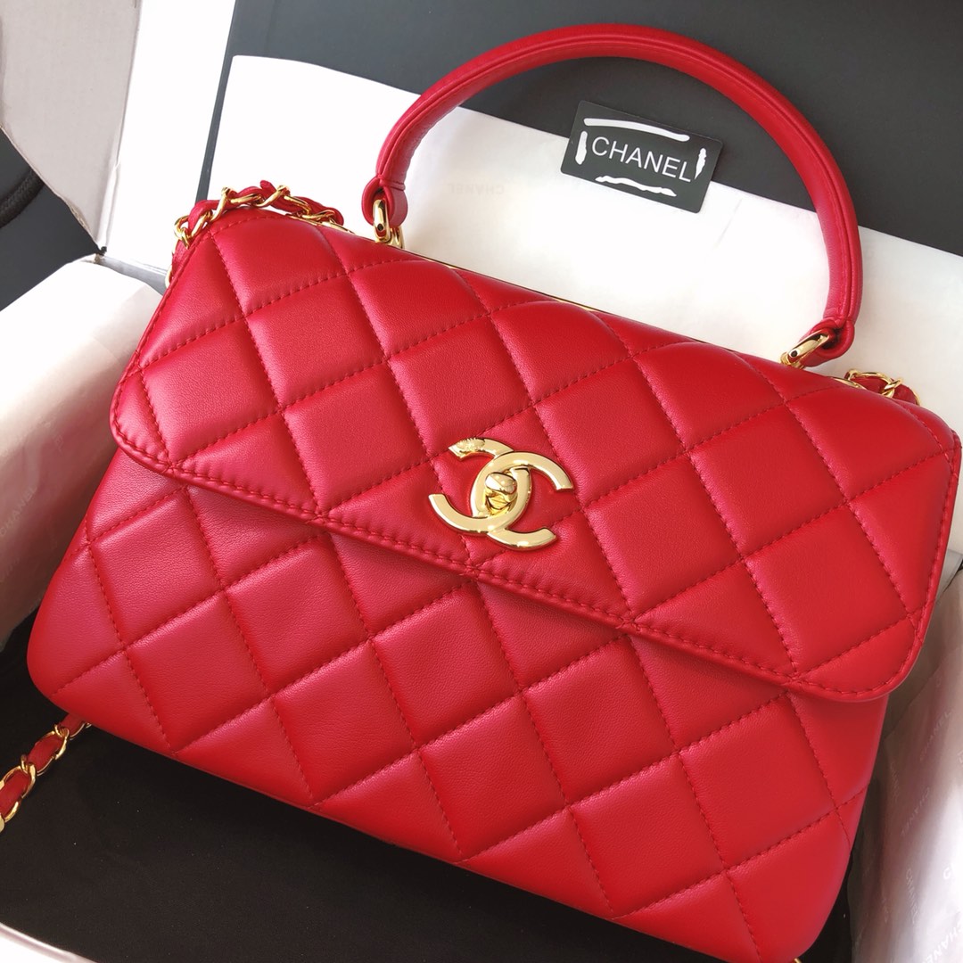 Chanel 香奈儿 Trendy CC 原厂进口小羊皮 大红色 25cm