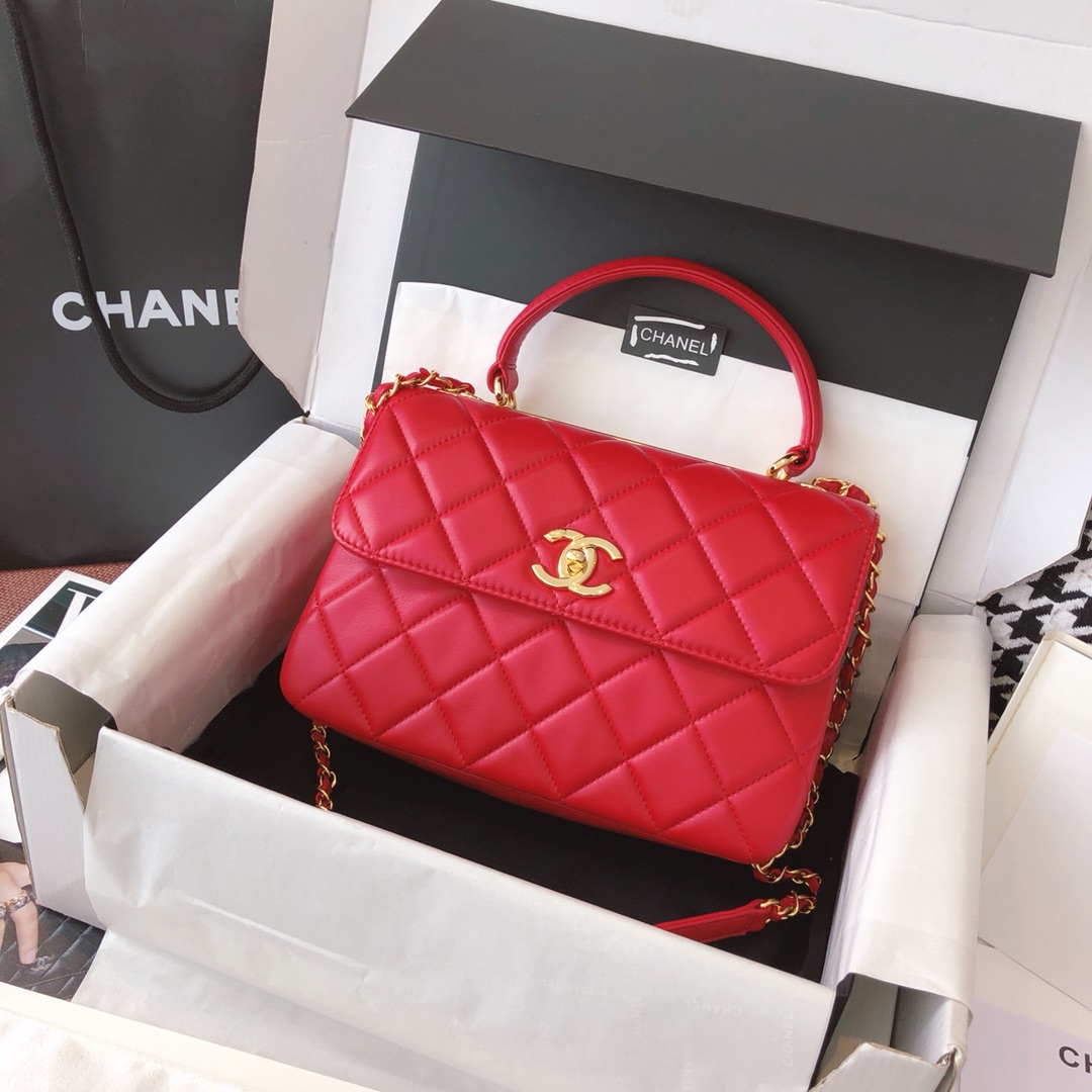 Chanel 香奈儿 Trendy CC 原厂进口小羊皮 大红色 25cm