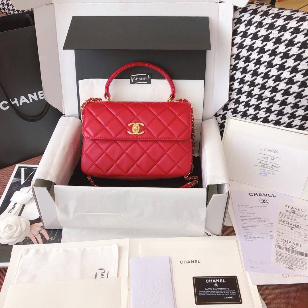 Chanel 香奈儿 Trendy CC 原厂进口小羊皮 大红色 25cm