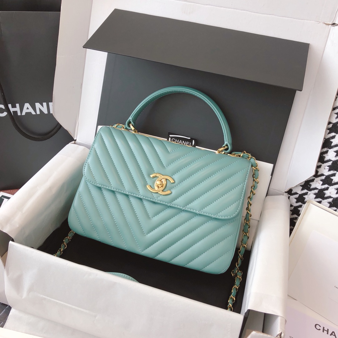 Chanel 香奈儿 Trendy CC 原厂进口小羊皮 薄荷绿 25cm