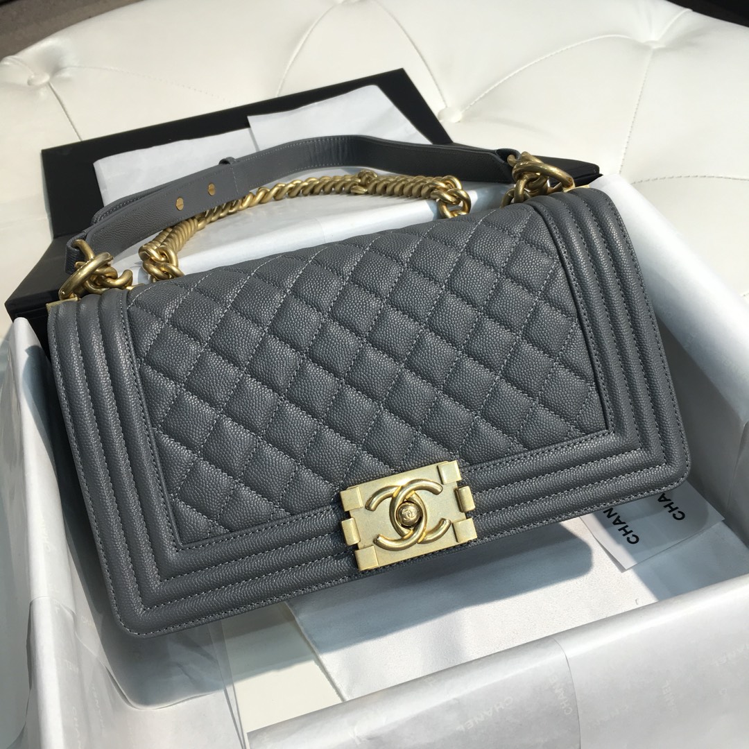 Chanel 香奈儿 leboy 中号 25cm 经典菱格 正品级 锡器灰