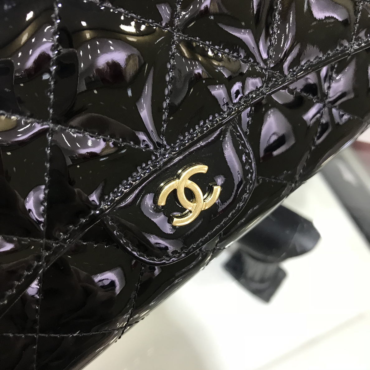 Chanel 香奈儿 长夹钱包  进口漆皮～黑色金扣