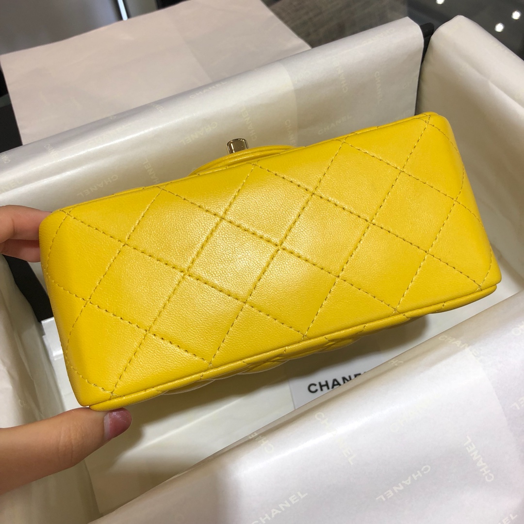 Chanel 香奈儿 CF～方胖子～进口小羊皮～芒果黄金扣