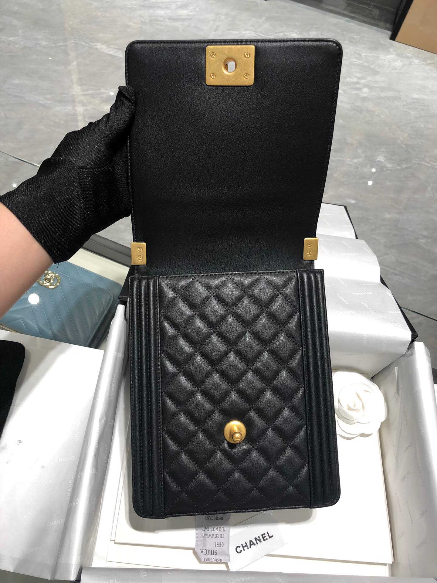 Chanel 走秀款竖版leboy 原厂胎牛皮 磨砂金扣 顶级版本