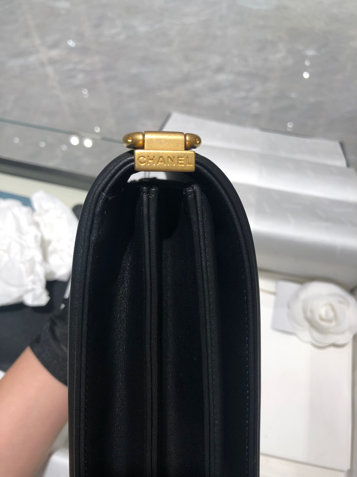 Chanel 走秀款竖版leboy 原厂胎牛皮 磨砂金扣 顶级版本