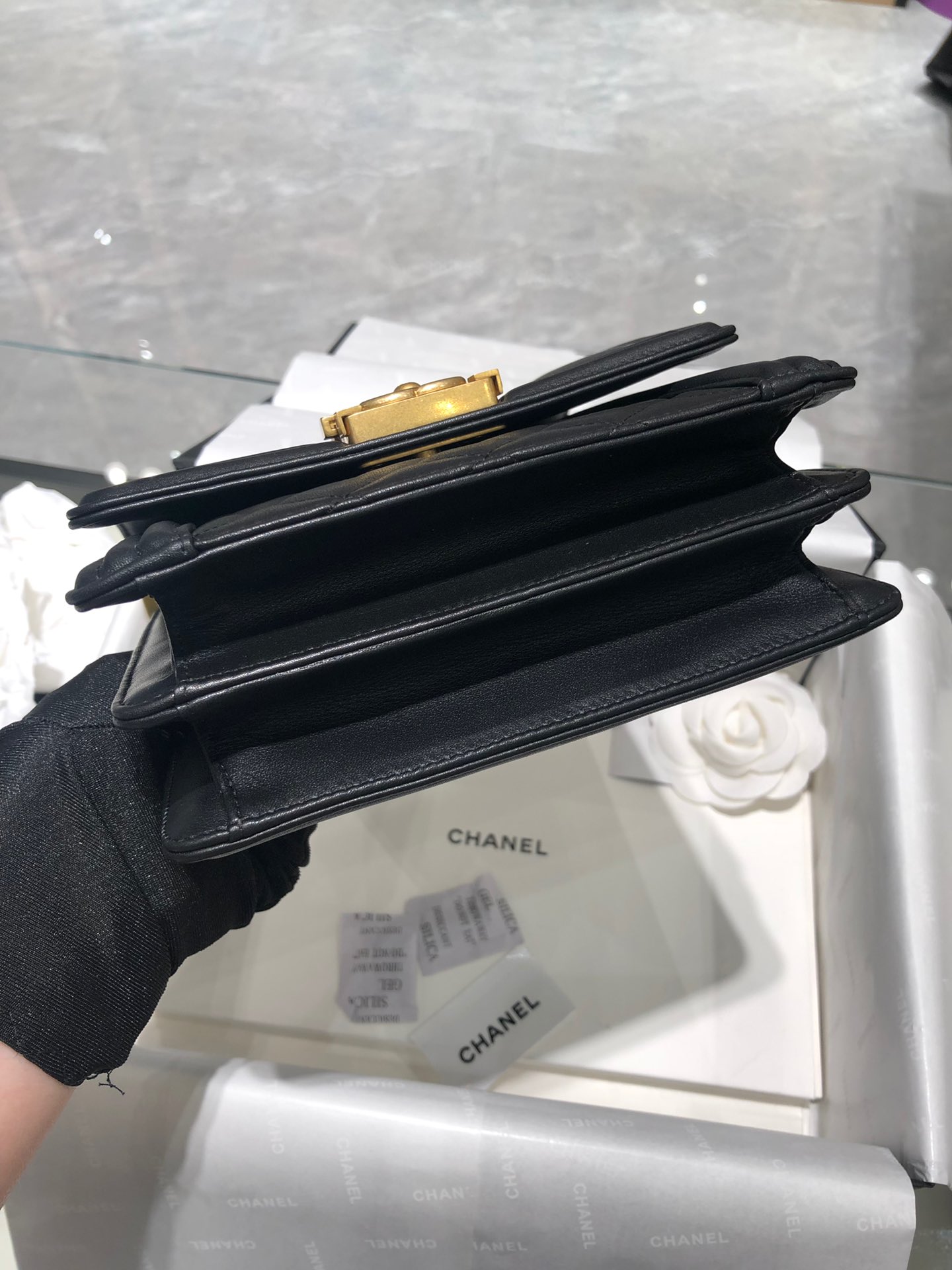 Chanel 走秀款竖版leboy 原厂胎牛皮 磨砂金扣 顶级版本
