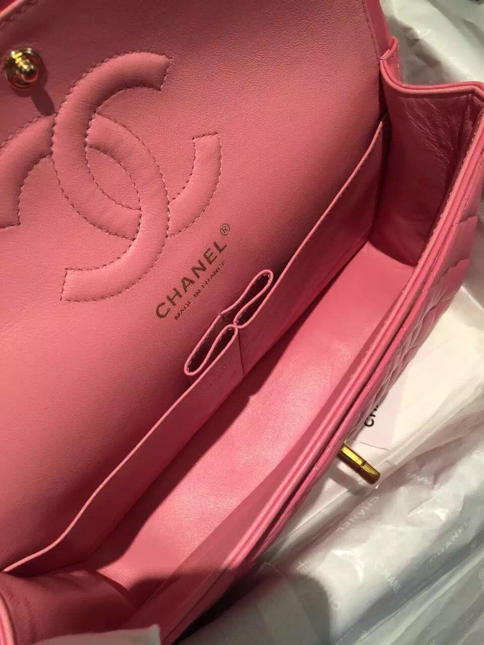 Chanel 香奈儿 Classic Flap 代购版本 25cm～进口小羊皮～桃粉色