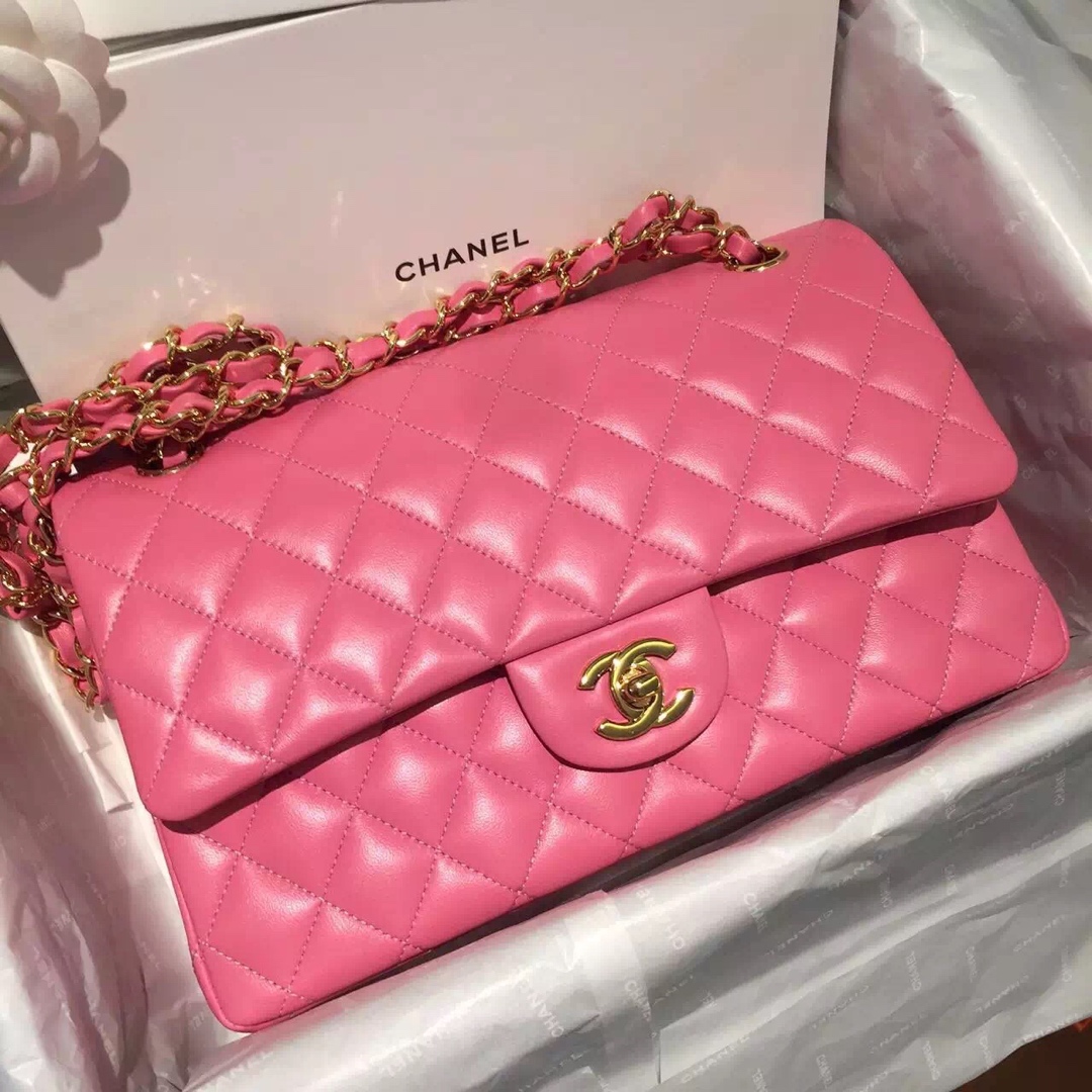 Chanel 香奈儿 Classic Flap 代购版本 25cm～进口小羊皮～桃粉色
