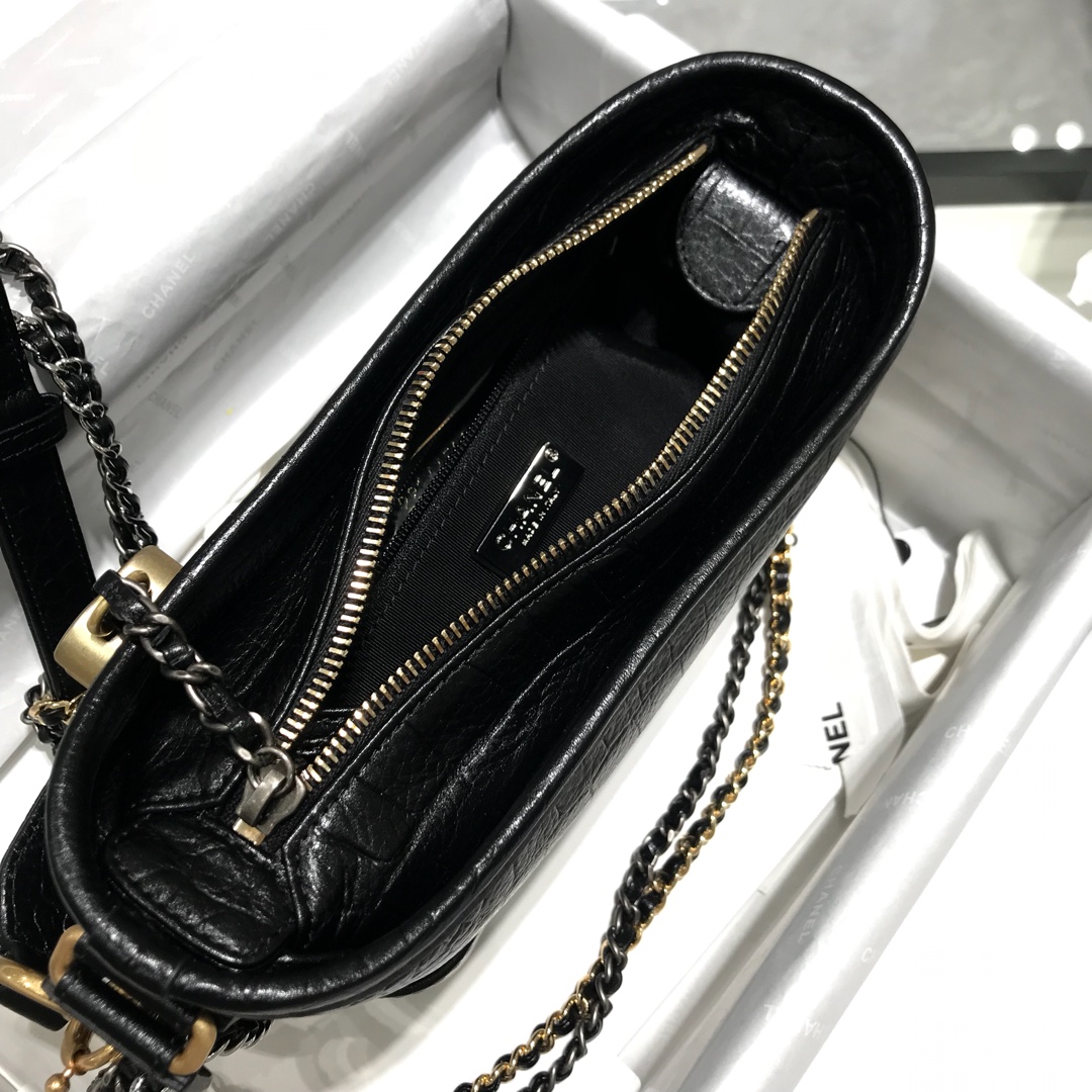 Chanel 香奈儿 黑色 Gabrielle 顶级代购版本 20cm～原厂牛皮压鳄鱼纹