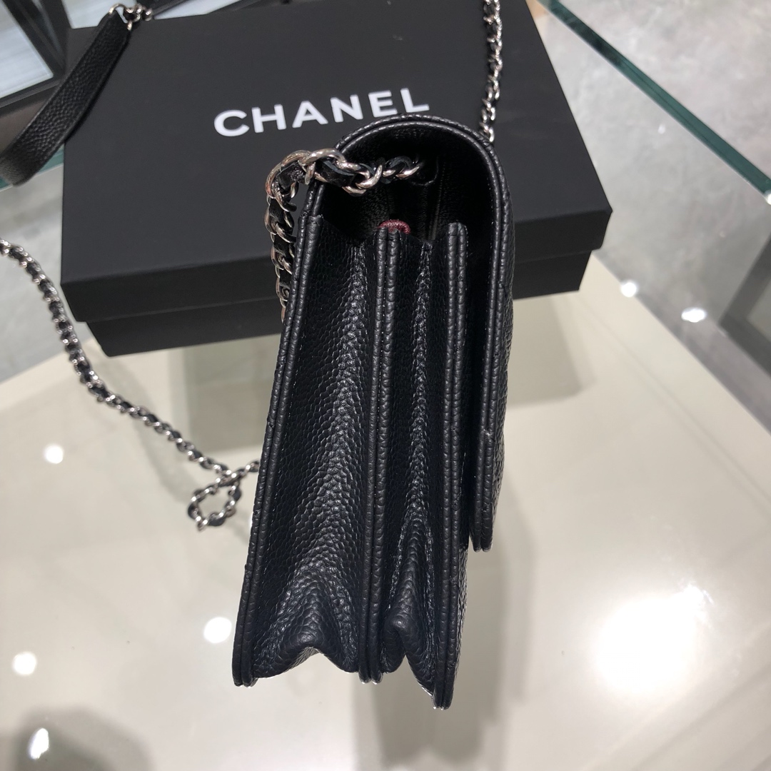 Chanel 香奈儿 WOC 17cm 进口鱼子酱 黑色 银扣