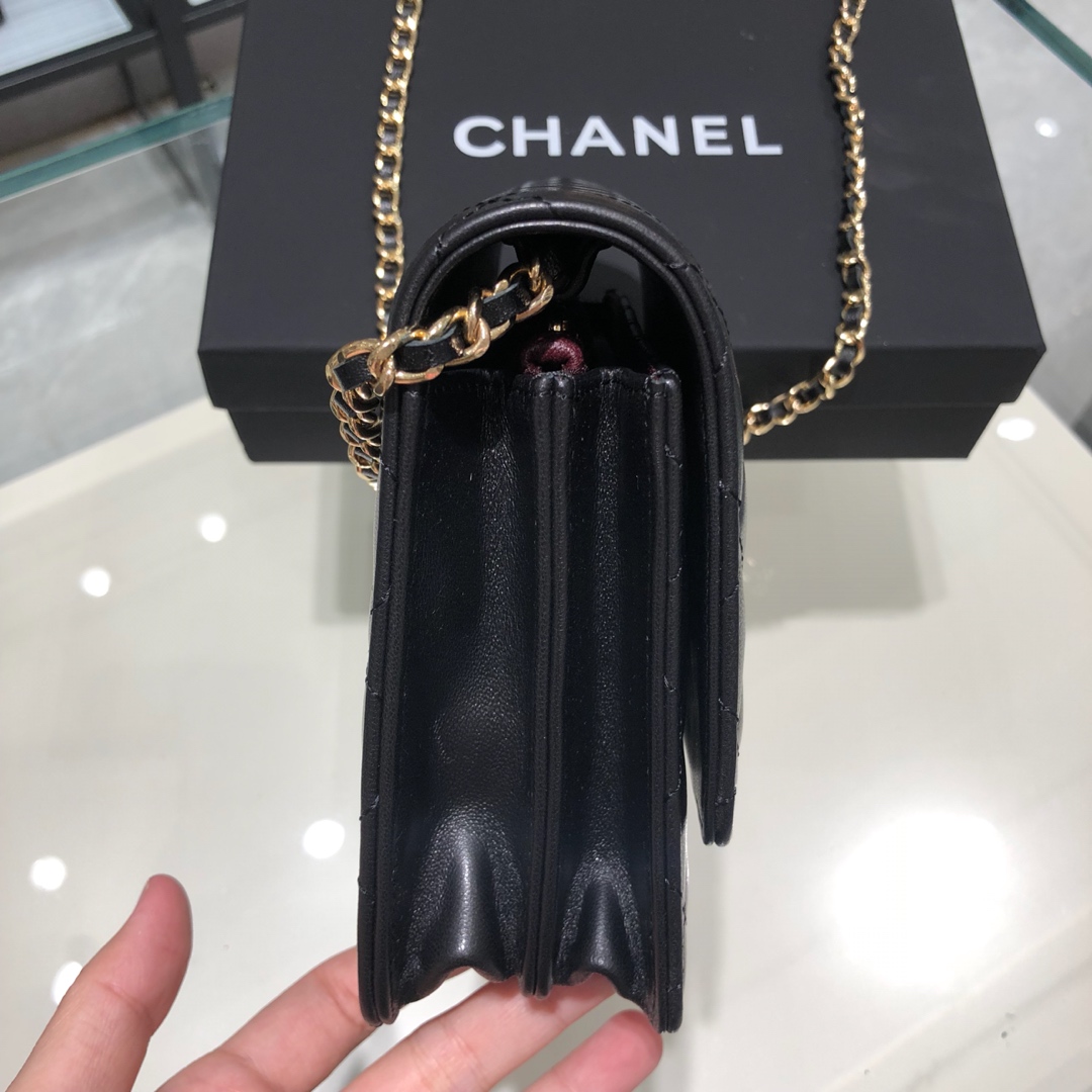 Chanel 香奈儿 WOC 17cm 进口小羊皮 黑色 银扣