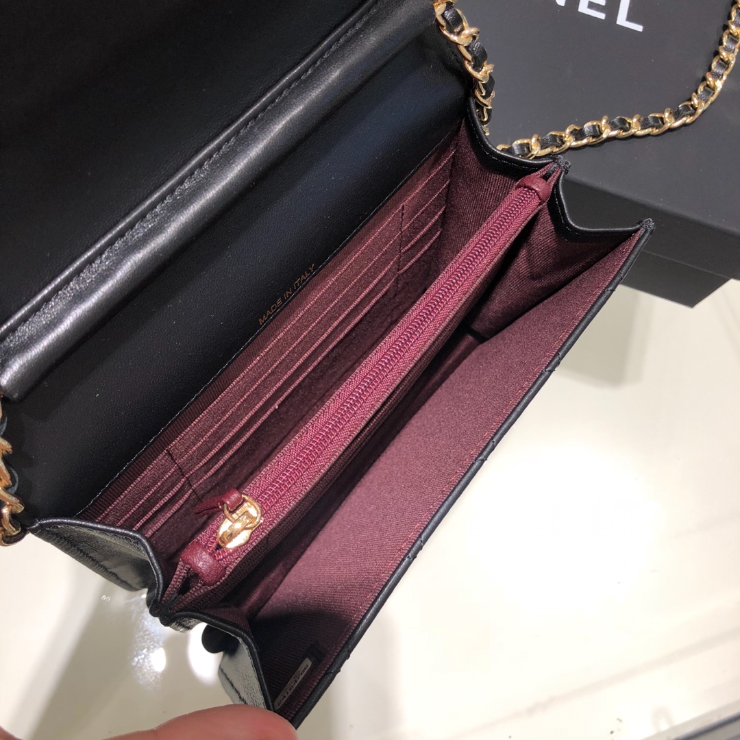Chanel 香奈儿 WOC 17cm 进口小羊皮 黑色 银扣