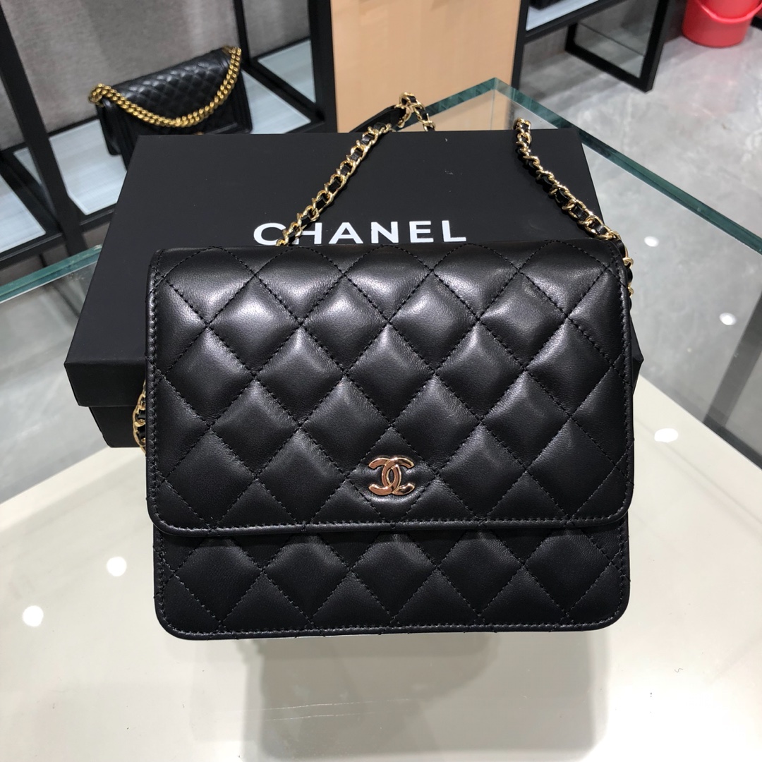 Chanel 香奈儿 WOC 17cm 进口小羊皮 黑色 银扣