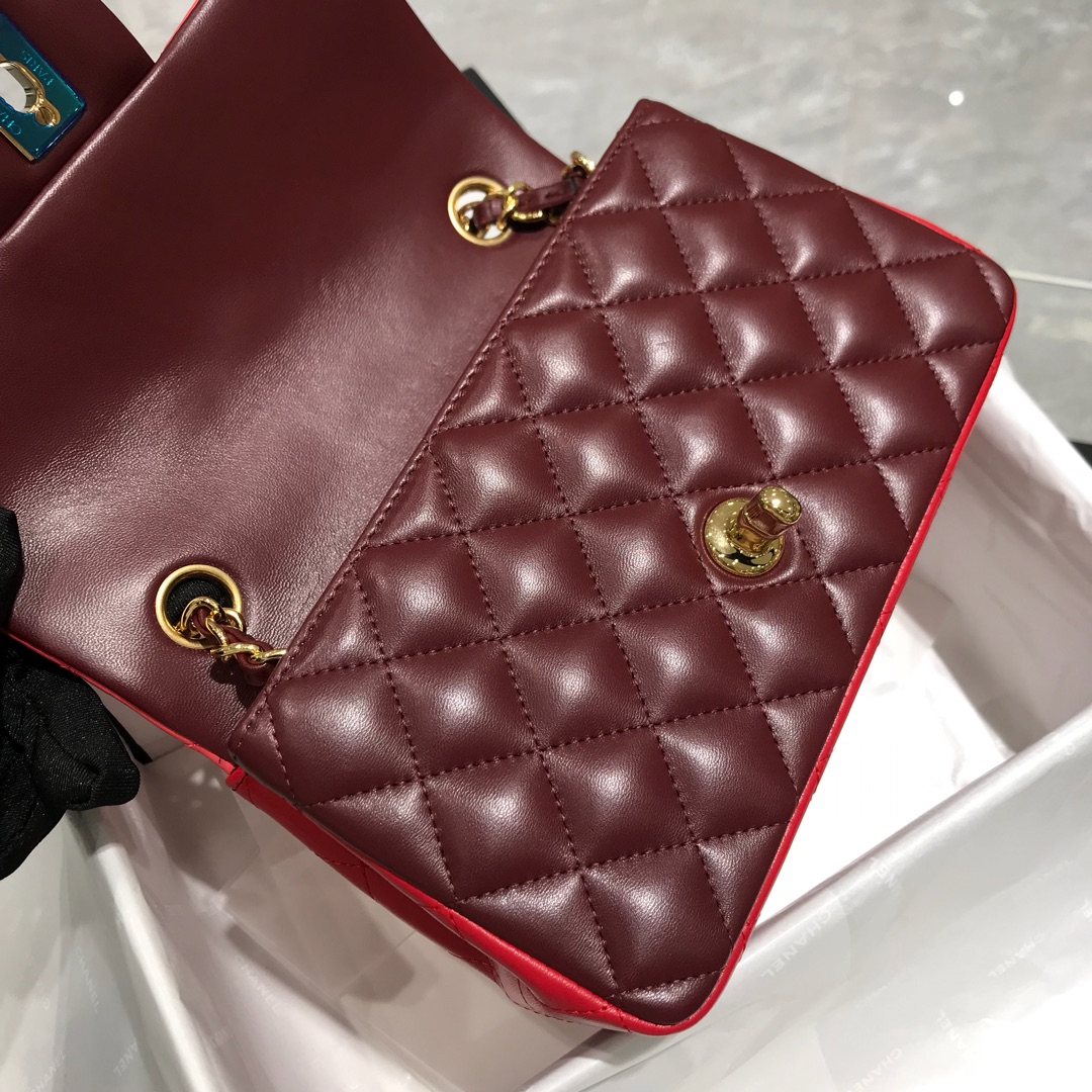 Chanel 香奈儿 Classic Flap 20cm 小羊皮真空电镀纯铜五金～ 三拼色～金扣