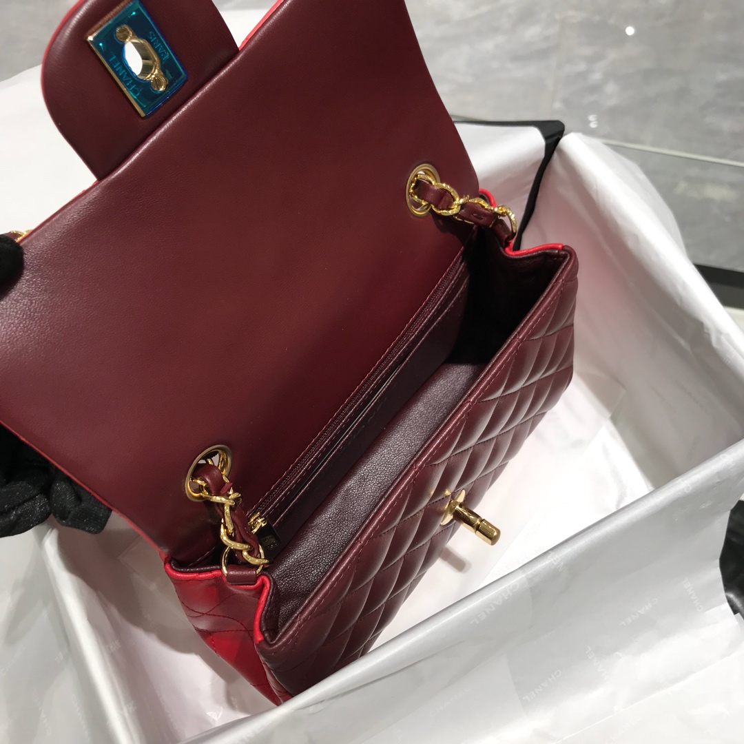 Chanel 香奈儿 Classic Flap 20cm 小羊皮真空电镀纯铜五金～ 三拼色～金扣
