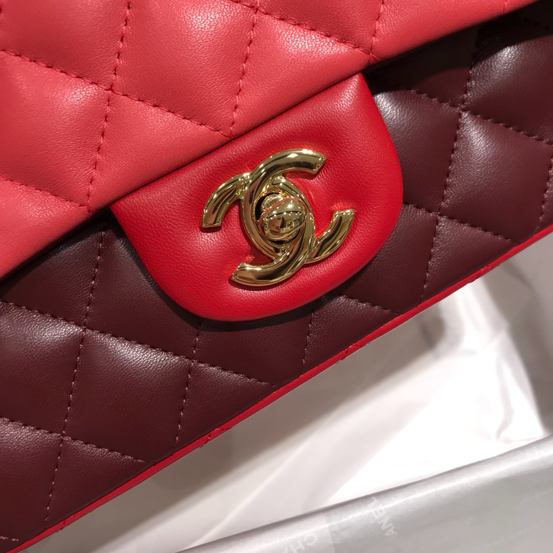 Chanel 香奈儿 Classic Flap 20cm 小羊皮真空电镀纯铜五金～ 三拼色～金扣