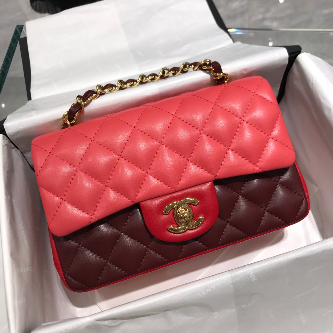 Chanel 香奈儿 Classic Flap 20cm 小羊皮真空电镀纯铜五金～ 三拼色～金扣