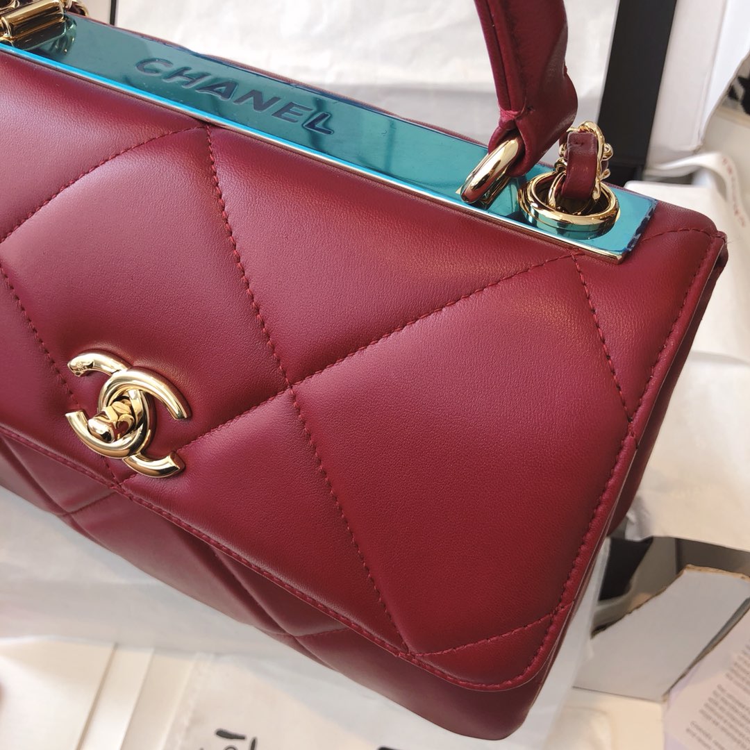 【正品级】 法国进口小羊皮ChanelTrendy CC大格25cm香槟金