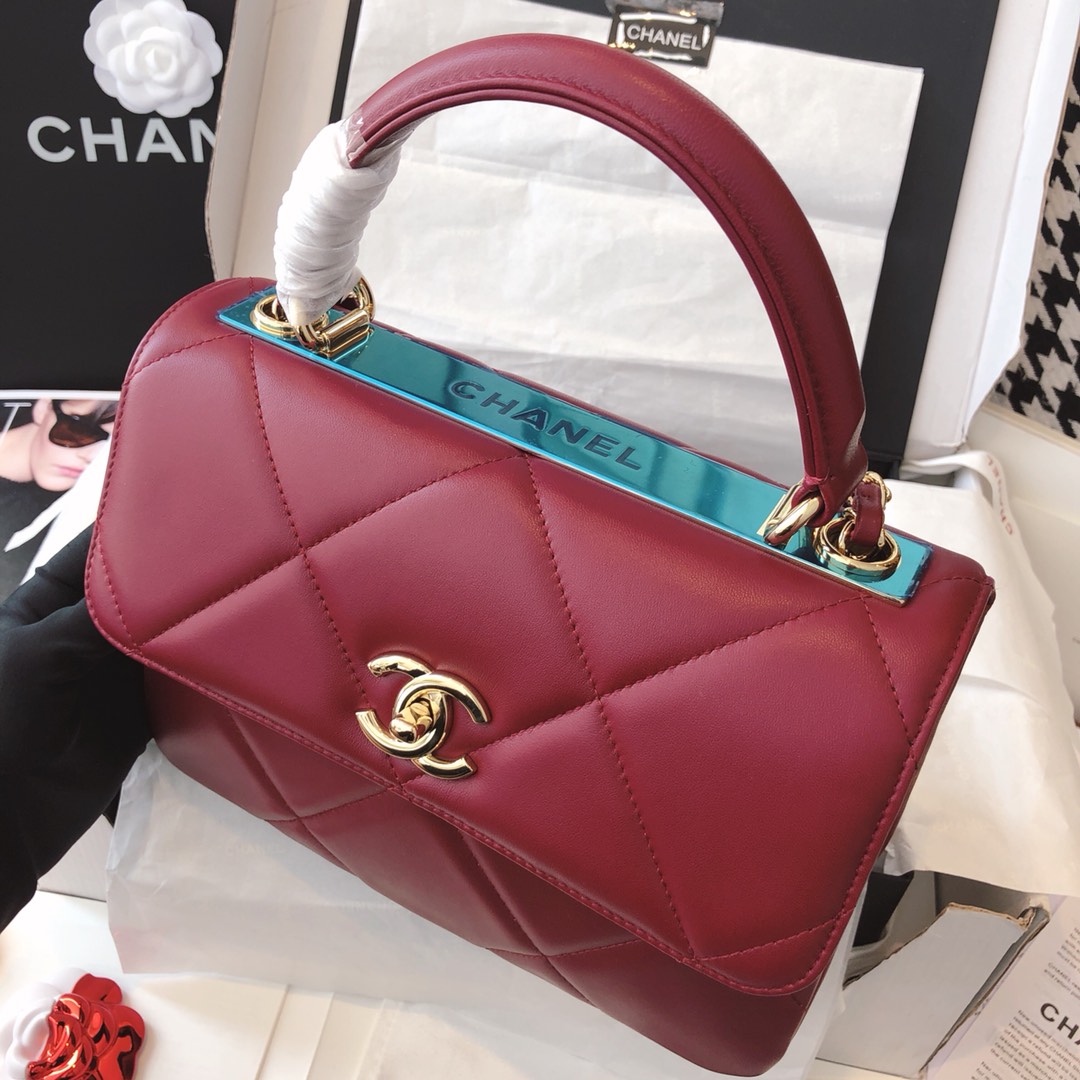 【正品级】 法国进口小羊皮ChanelTrendy CC大格25cm香槟金