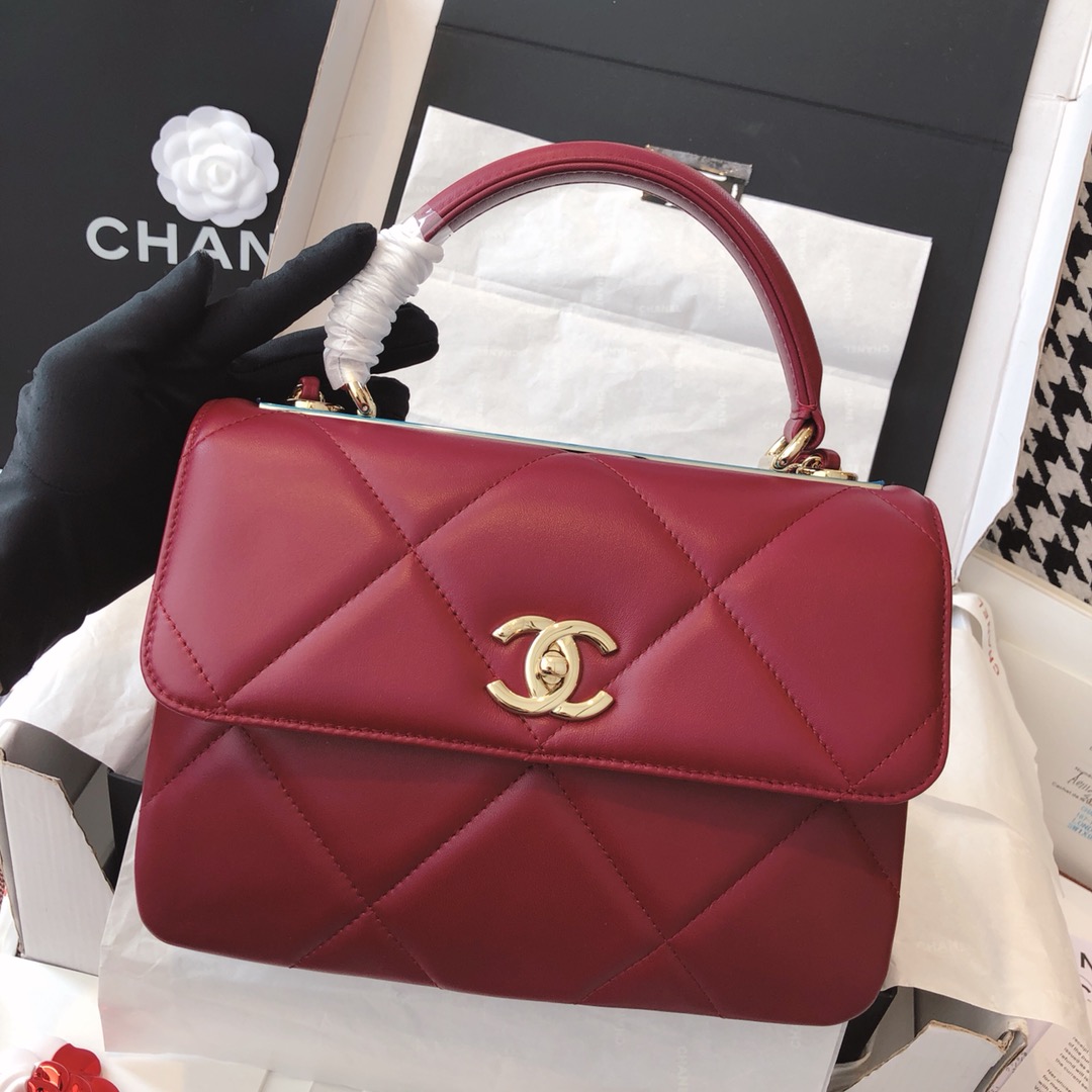 【正品级】 法国进口小羊皮ChanelTrendy CC大格25cm香槟金