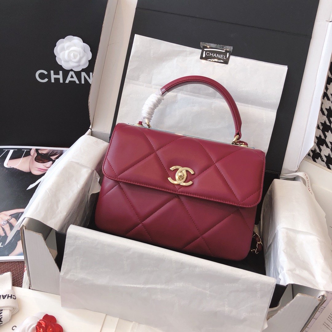 【正品级】 法国进口小羊皮ChanelTrendy CC大格25cm香槟金